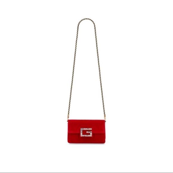 Gucci red Broadway velvet crystal G shoulder bag - Picture 2 of 16